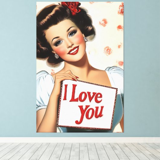 Retro Pin-Up Liebe Leinwanddruck (Insitu (Holzboden))