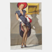 Retro Pin-Up Mädchen Geschirrtuch (Vertikal)