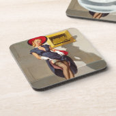 Retro Pin-Up Mädchen Getränkeuntersetzer (Linke Seite)