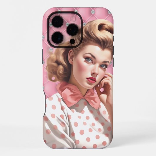 Retro Pin-Up Mädchen iPhone Hülle (Rückseite)