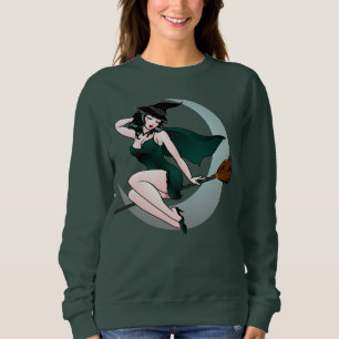 Retro Pin-up Mädchen T-Shirt Hexen Halloween-Shirt Sweatshirt