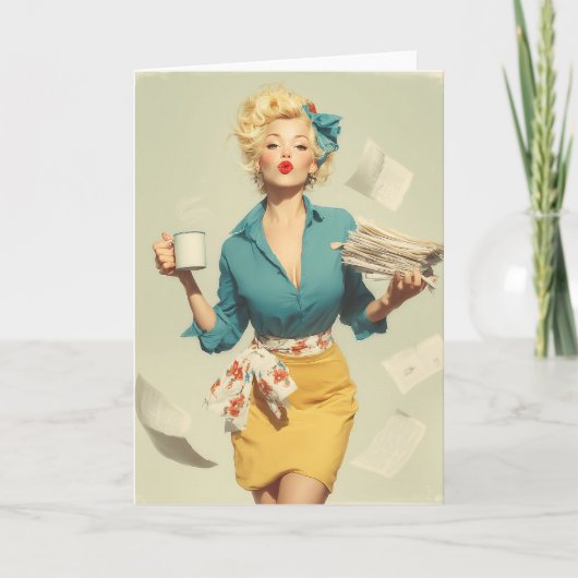 Retro Pin-Up Office Chic Karte (Vorderseite)