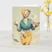 Retro Pin-Up Office Chic Karte (Gelbe Blume)