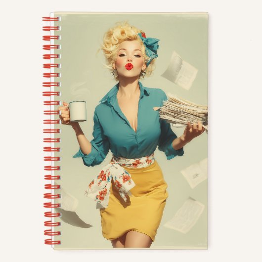Retro Pin-Up Office Chic Notizblock (Vorderseite)