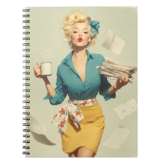 Retro Pin-Up Office Chic Notizblock (Vorderseite)