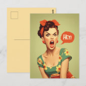 Retro-Pin-Up-Power-Schrei Postkarte (Vorne/Hinten)