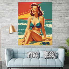 Retro-Pin-Up-Strand-Bikini-Frau Poster