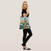 Retro Pin-Up Surfer Blue Coastal Surfing Art Beach Tasche (Am Model)