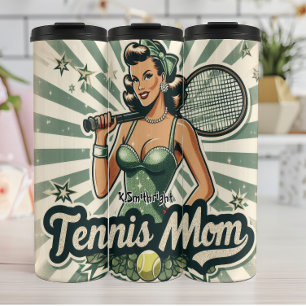Retro-Pin-Up-Tennis-Mama-Kunst Thermosbecher