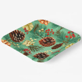 Retro Pine Cones Weihnachten Groß Pappteller (Gewinkelt)