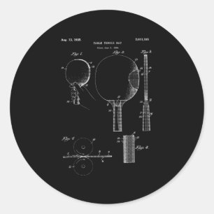 Retro Ping Pong Paddle Vintag Tischtennis T-Shirt Runder Aufkleber