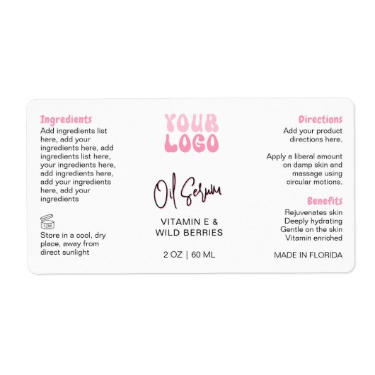 Retro Pink 2oz Dropper Bottle Wraparound (Vorne)