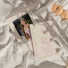 Retro Pink 30th Cheers bis 30 Foto Geburtstag Einladung