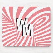 Retro Pink Abstrakte Zebra Muster Initialen Mousepad (Vorne)