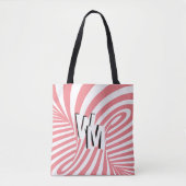 Retro Pink Abstrakte Zebra Muster Initialen Tasche (Vorderseite)