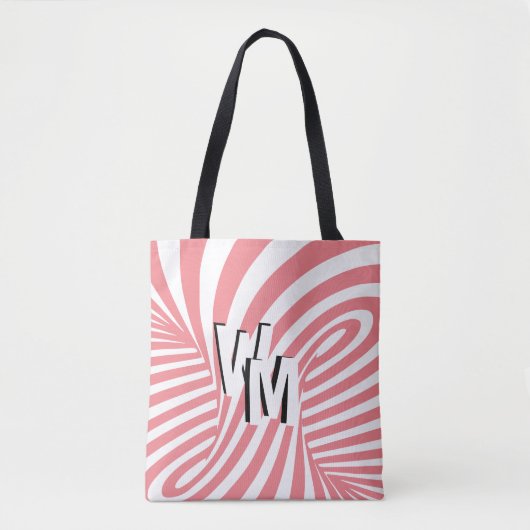 Retro Pink Abstrakte Zebra Muster Initialen Tasche (Vorderseite)