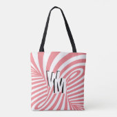 Retro Pink Abstrakte Zebra Muster Initialen Tasche (Rückseite)