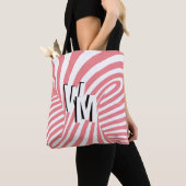 Retro Pink Abstrakte Zebra Muster Initialen Tasche (Von Nahem)