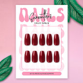 Retro Pink Acrylic Nails Care Guide Display Cards