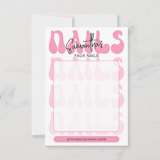 Retro Pink Acrylic Nails Care Guide Display Cards (Vorderseite)