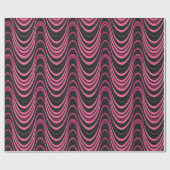 Retro Pink and Black Wavy Abstract Pattern Geschenkpapier (Flach)