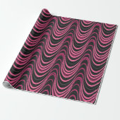 Retro Pink and Black Wavy Abstract Pattern Geschenkpapier (Ungerollt)