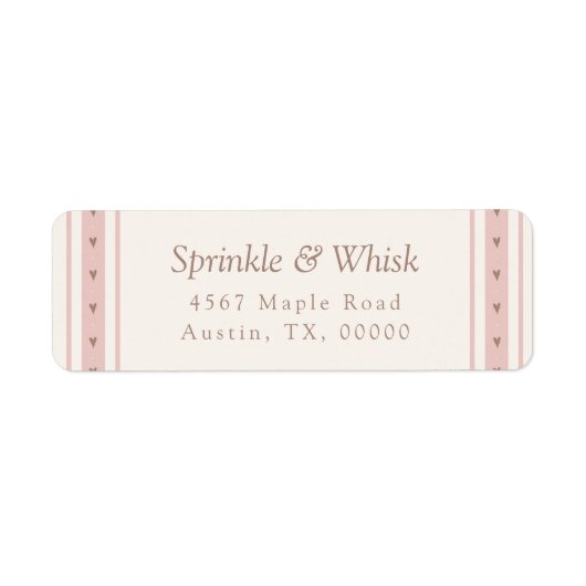 Retro Pink And Brown Heart Stripes Bakery (Vorne)