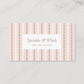 Retro Pink And Brown Heart Stripes Bakery Visitenkarte (Vorderseite)
