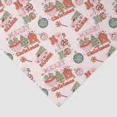 Retro Pink and Green Holiday Joy Seidenpapier (Ausschnitt)