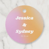 Retro Pink and Orange Gradient Wedding Geschenkanhänger (Rückseite)