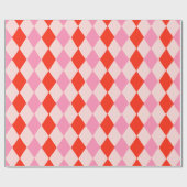 Retro Pink and Red Hand Drawn Diamond Pattern Geschenkpapier (Flach)