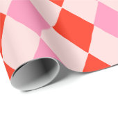 Retro Pink and Red Hand Drawn Diamond Pattern Geschenkpapier (Rolleneckpunkt)
