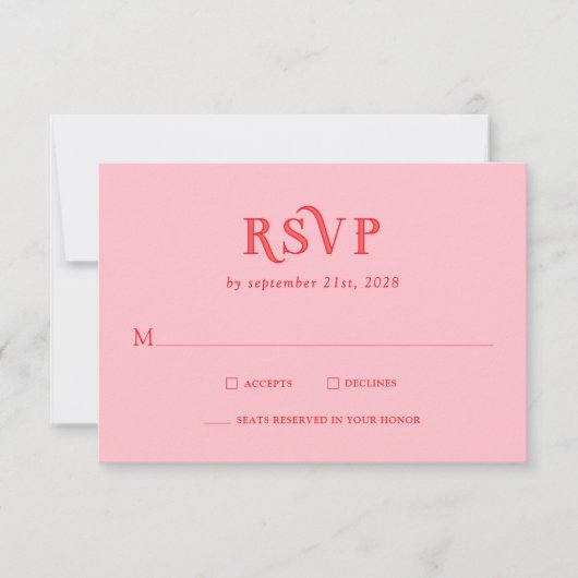 Retro Pink and Red Modern Wedding RSVP Cards (Vorderseite)