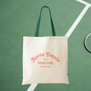Retro Pink Après Tennis Social Club Grüner Griff Tragetasche