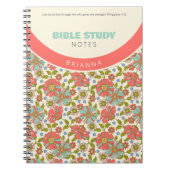 Retro Pink & Aqua Floral Personalized Notizblock (Vorderseite)