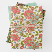 Retro Pink & Aqua Floral Wrapping Paper Flachblatt Geschenkpapier Set (Beispiel)