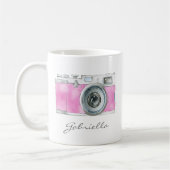 Retro-Pink-Aquarellkamera Personalisiert Kaffeetasse (Links)