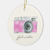 Retro-Pink-Aquarellkamera Personalisiert Keramik Ornament (Links)