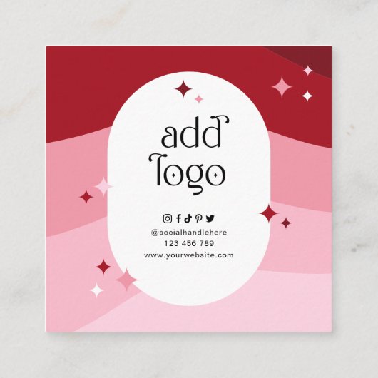 Retro Pink Beauty Salon Wellness-Center Logo Gesch Quadratische Visitenkarte (Rückseite)