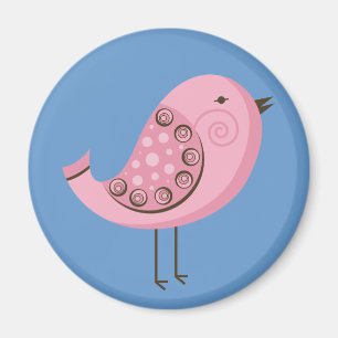 Retro Pink Bird Magnet