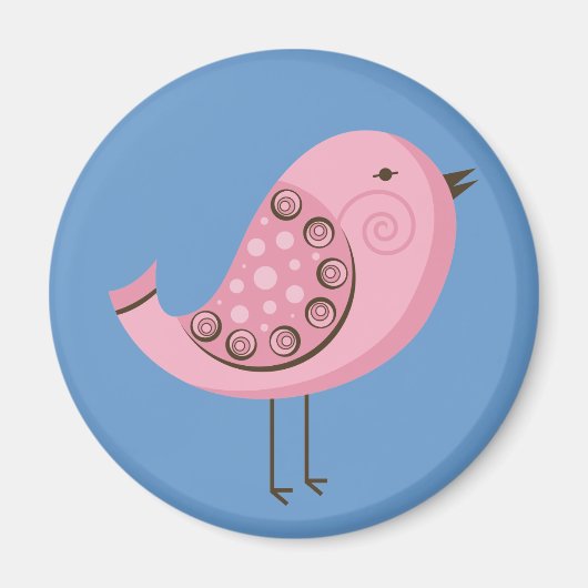Retro Pink Bird Magnet (Vorne)