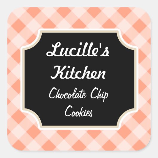 Retro Pink Black Custom Kitchen Geschenkkleber Quadratischer Aufkleber (Vorderseite)