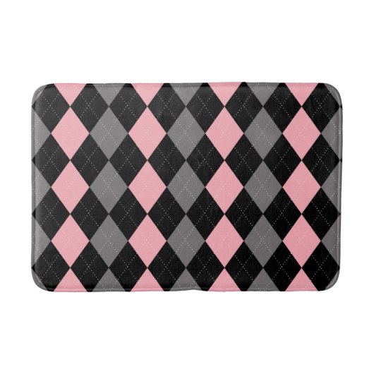 Retro Pink Black Gray Raute Badematte (Vorderseite)