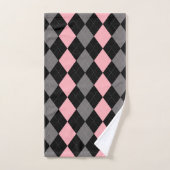 Retro Pink Black Gray Raute Badhandtuch Set (Handtuch)