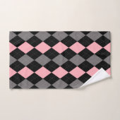 Retro Pink Black Gray Raute Badhandtuch Set (Handtuch)