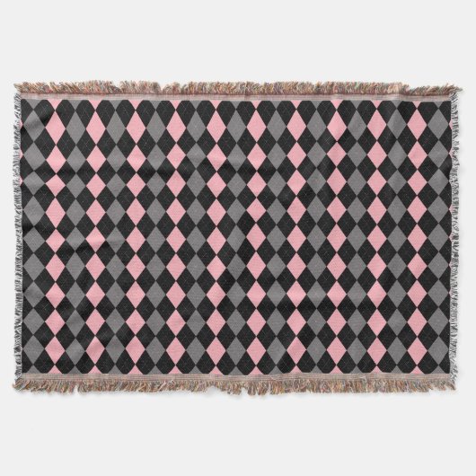 Retro Pink Black Gray Raute Decke (Vorderseite)