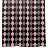 Retro Pink Black Gray Raute Duschvorhang (Vorderseite)