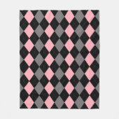 Retro Pink Black Gray Raute Fleecedecke (Vorderseite)