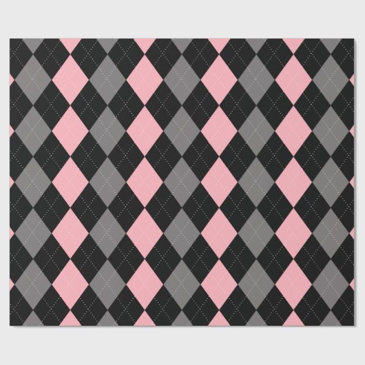Retro Pink Black Gray Raute Geschenkpapier (Flach)