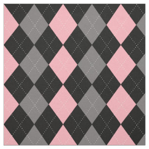 Retro Pink Black Gray Raute Stoff